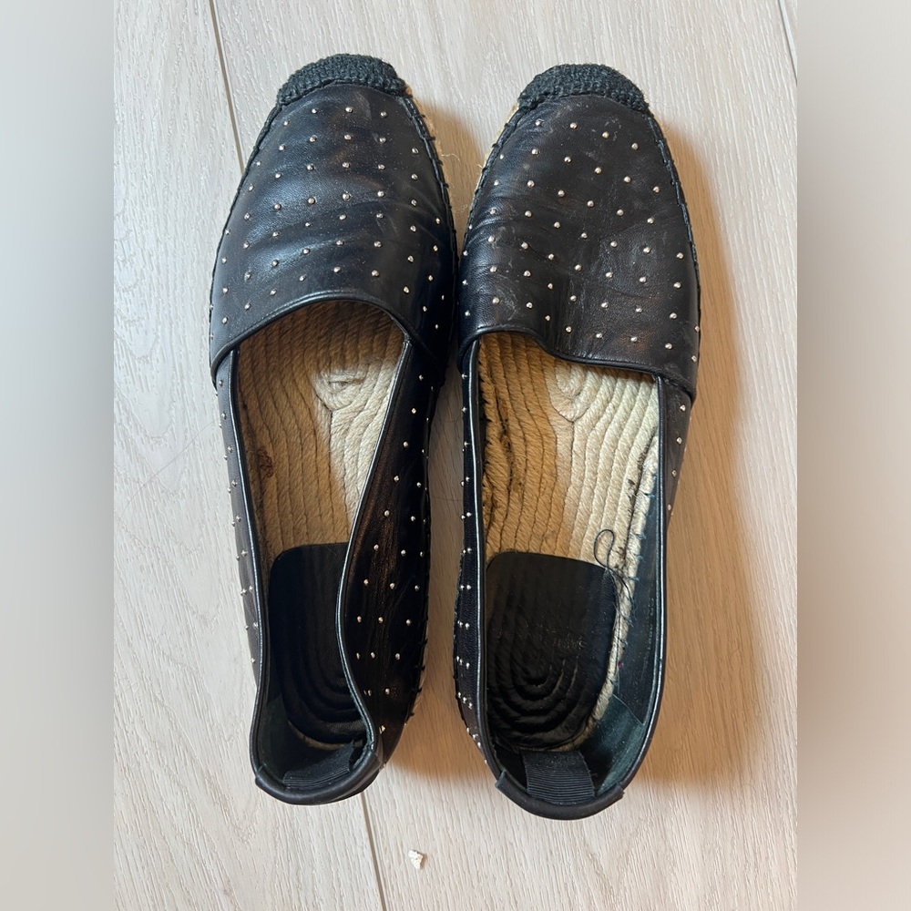 Saint Laurent Leather Studded Espadrilles, 38